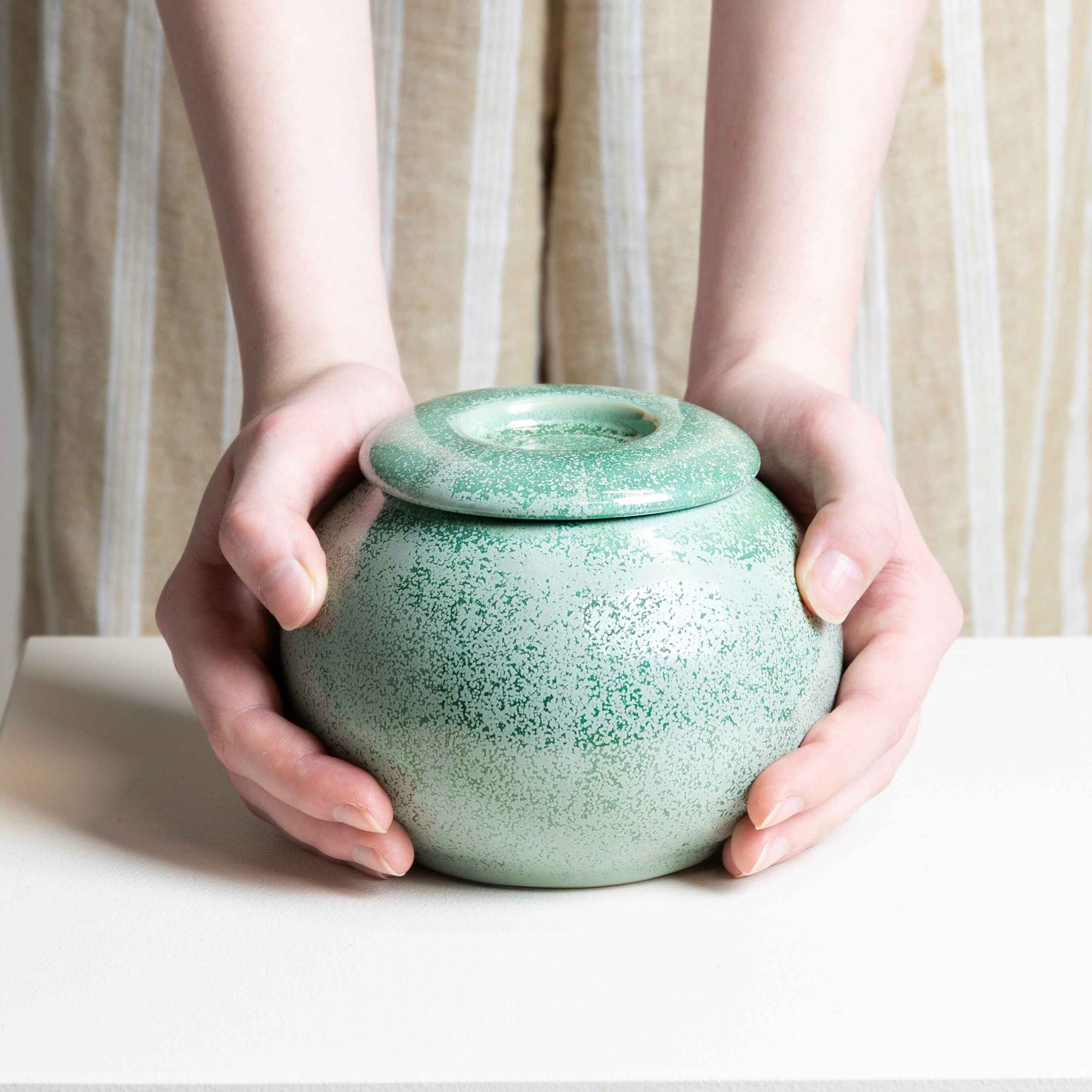 Tea Light Memorial Urn-Speckled Sage